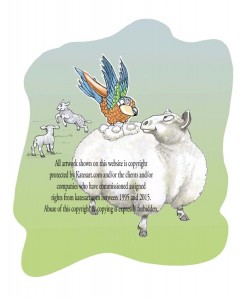 illustration parrot feels soft wool on sheeps back